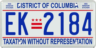 DC license plate EK2184