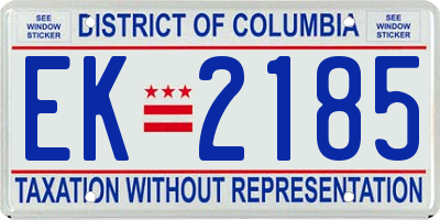 DC license plate EK2185