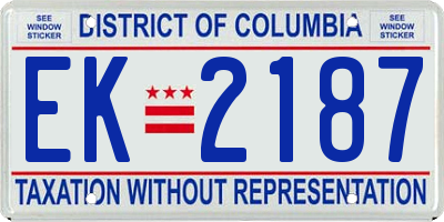 DC license plate EK2187