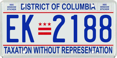 DC license plate EK2188