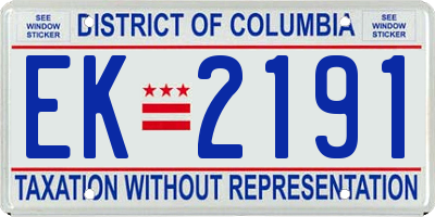 DC license plate EK2191