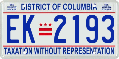 DC license plate EK2193