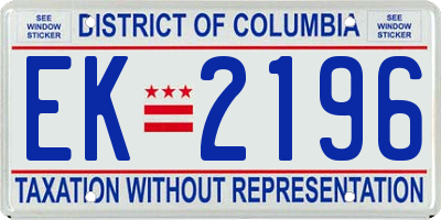 DC license plate EK2196