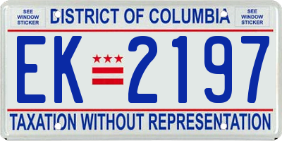 DC license plate EK2197