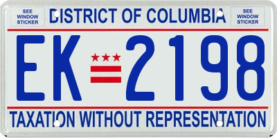 DC license plate EK2198