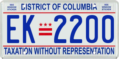 DC license plate EK2200