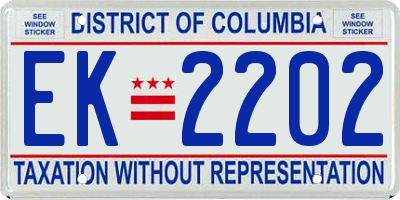 DC license plate EK2202
