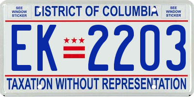 DC license plate EK2203