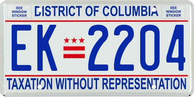 DC license plate EK2204