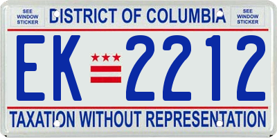 DC license plate EK2212