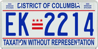 DC license plate EK2214