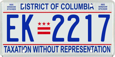 DC license plate EK2217