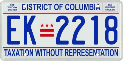 DC license plate EK2218