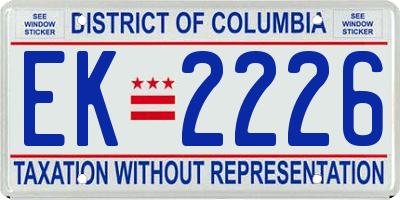 DC license plate EK2226