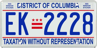 DC license plate EK2228