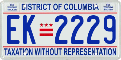 DC license plate EK2229