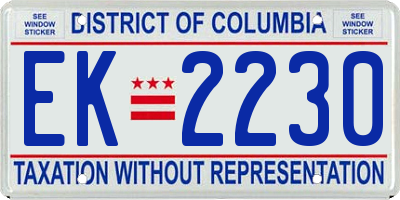 DC license plate EK2230