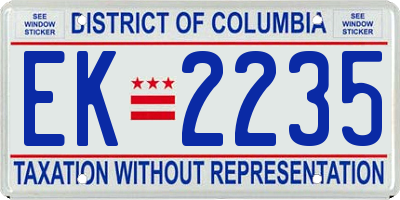 DC license plate EK2235