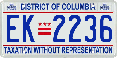 DC license plate EK2236