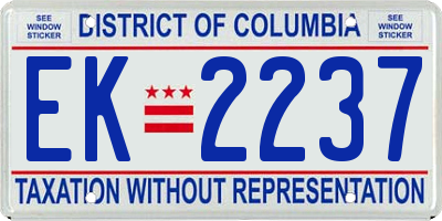 DC license plate EK2237