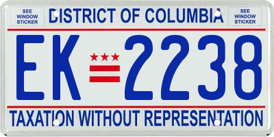 DC license plate EK2238