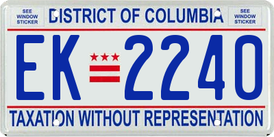 DC license plate EK2240