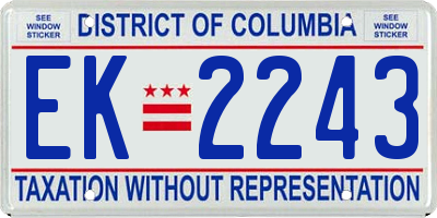 DC license plate EK2243