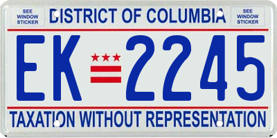 DC license plate EK2245