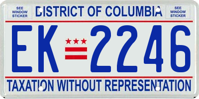 DC license plate EK2246