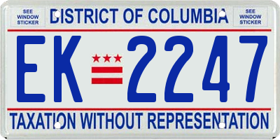DC license plate EK2247