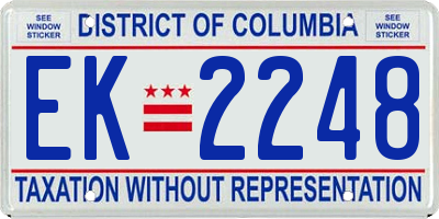 DC license plate EK2248