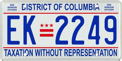 DC license plate EK2249