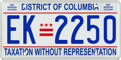DC license plate EK2250