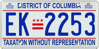 DC license plate EK2253