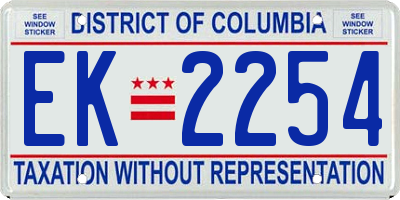 DC license plate EK2254