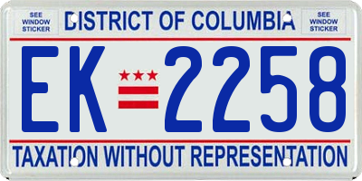 DC license plate EK2258
