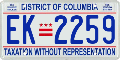 DC license plate EK2259