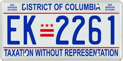 DC license plate EK2261