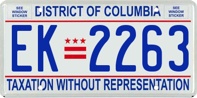 DC license plate EK2263