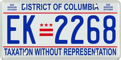 DC license plate EK2268