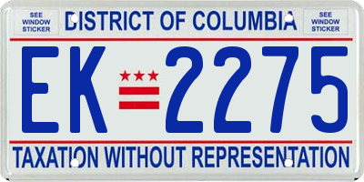 DC license plate EK2275