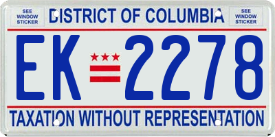 DC license plate EK2278