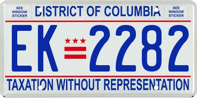 DC license plate EK2282