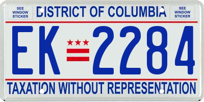 DC license plate EK2284