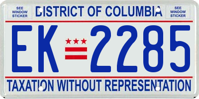 DC license plate EK2285