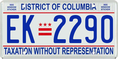 DC license plate EK2290