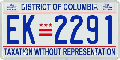 DC license plate EK2291