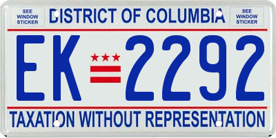 DC license plate EK2292