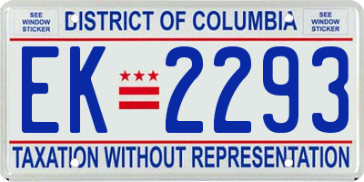 DC license plate EK2293