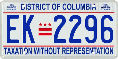 DC license plate EK2296